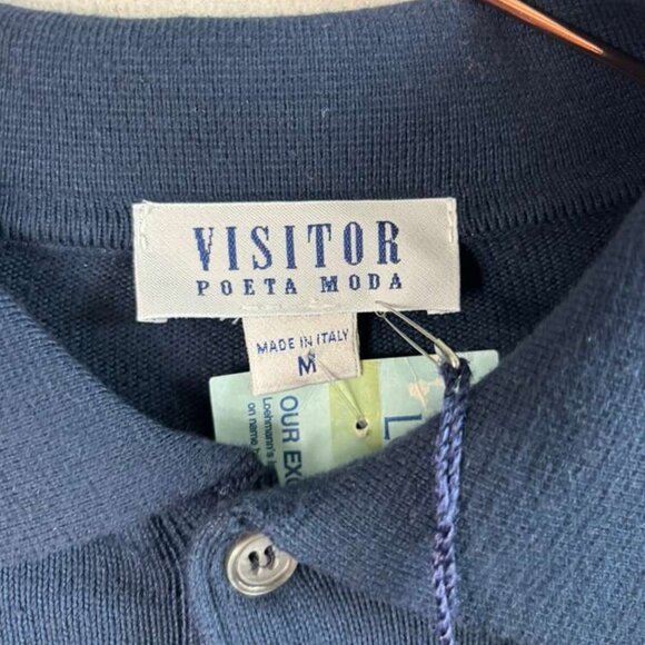 Visitor Poeta Moda Mens Long Sleeve Quarter Zip Sweater Blue Size Medium - Picture 7 of 12